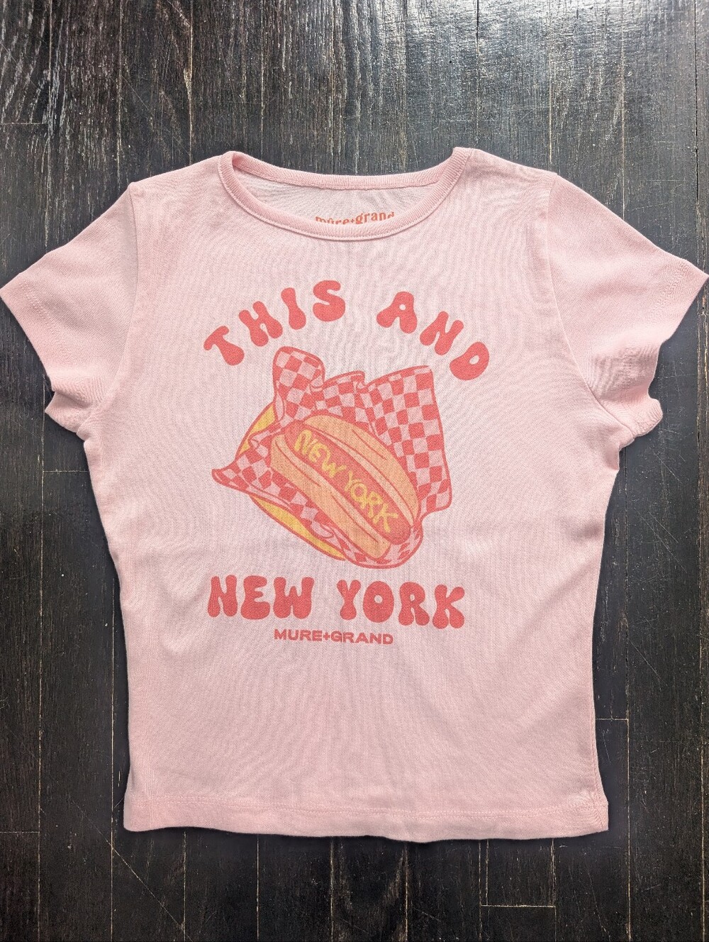 Pink 'This and New York' Hotdog Graphic Tee